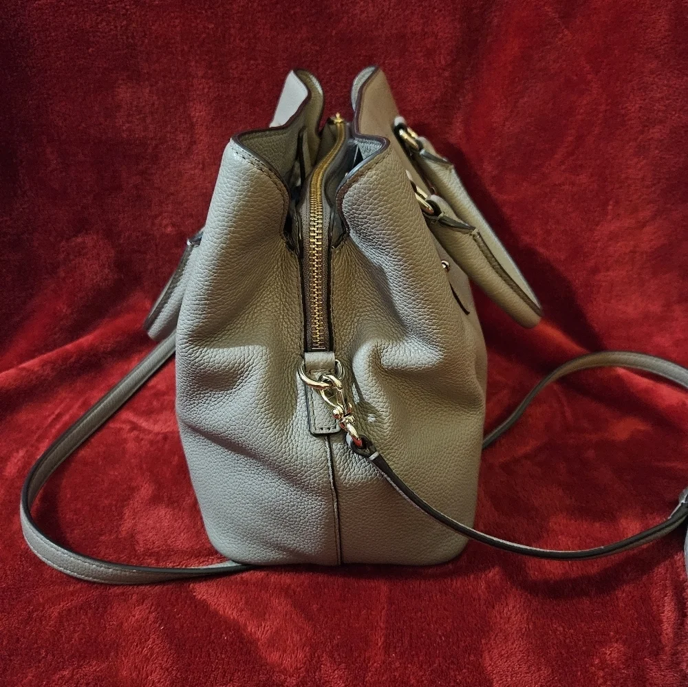 Kate Spade Gray Pebble Leather Larchmont Avenue Evangelie Satchel